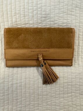 Spikes & Sparrow Genuine Leather Suede Wallet Camel Brown Tassel NWOT